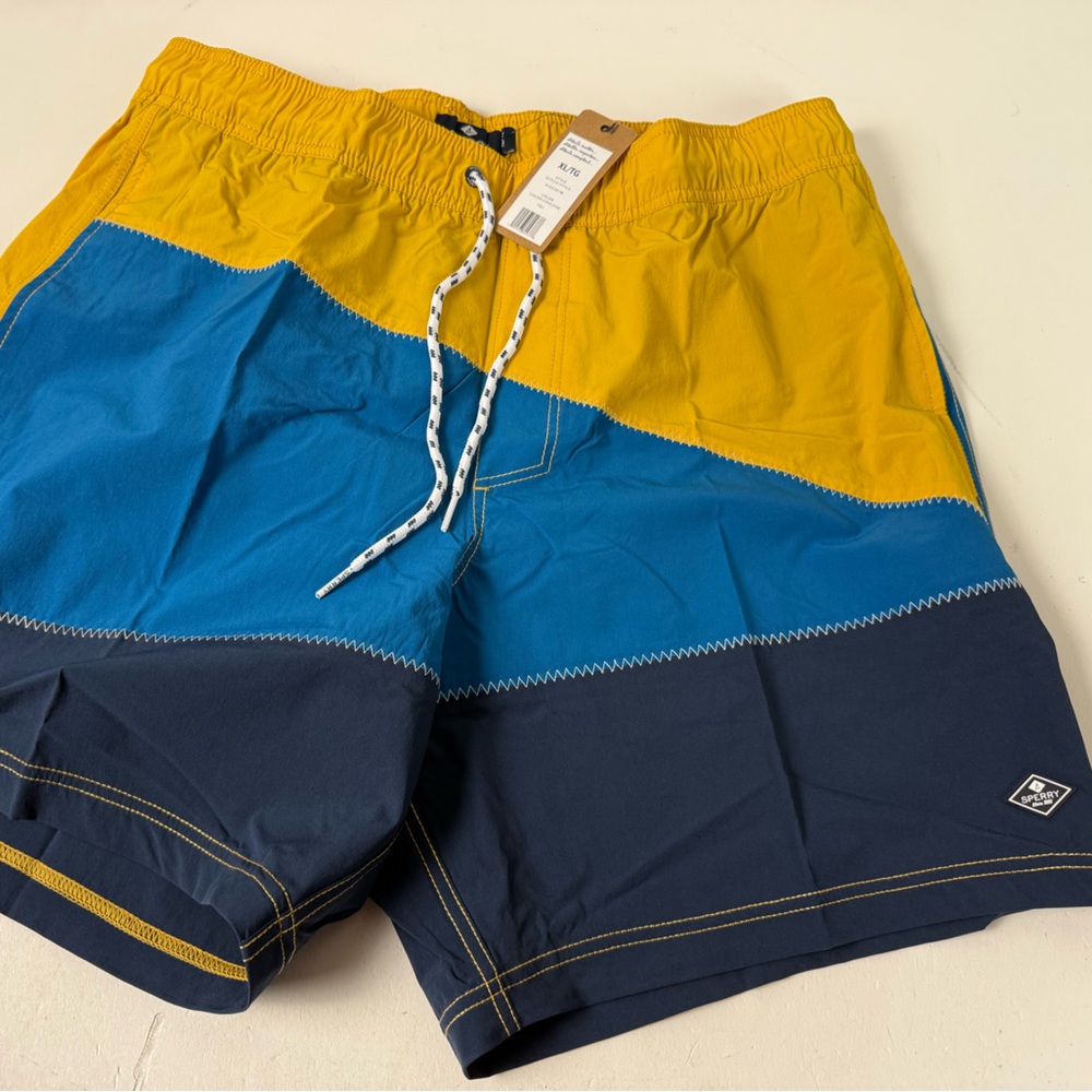 Sperry Colorblock Sailcloth Look Volley Swim Board Shorts Trunks NWT New